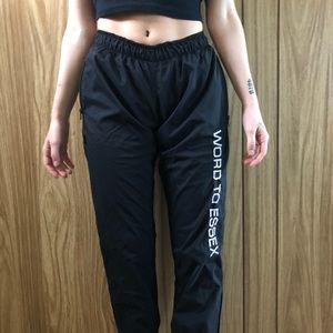 HSWLD “Word to Essex” black track pants